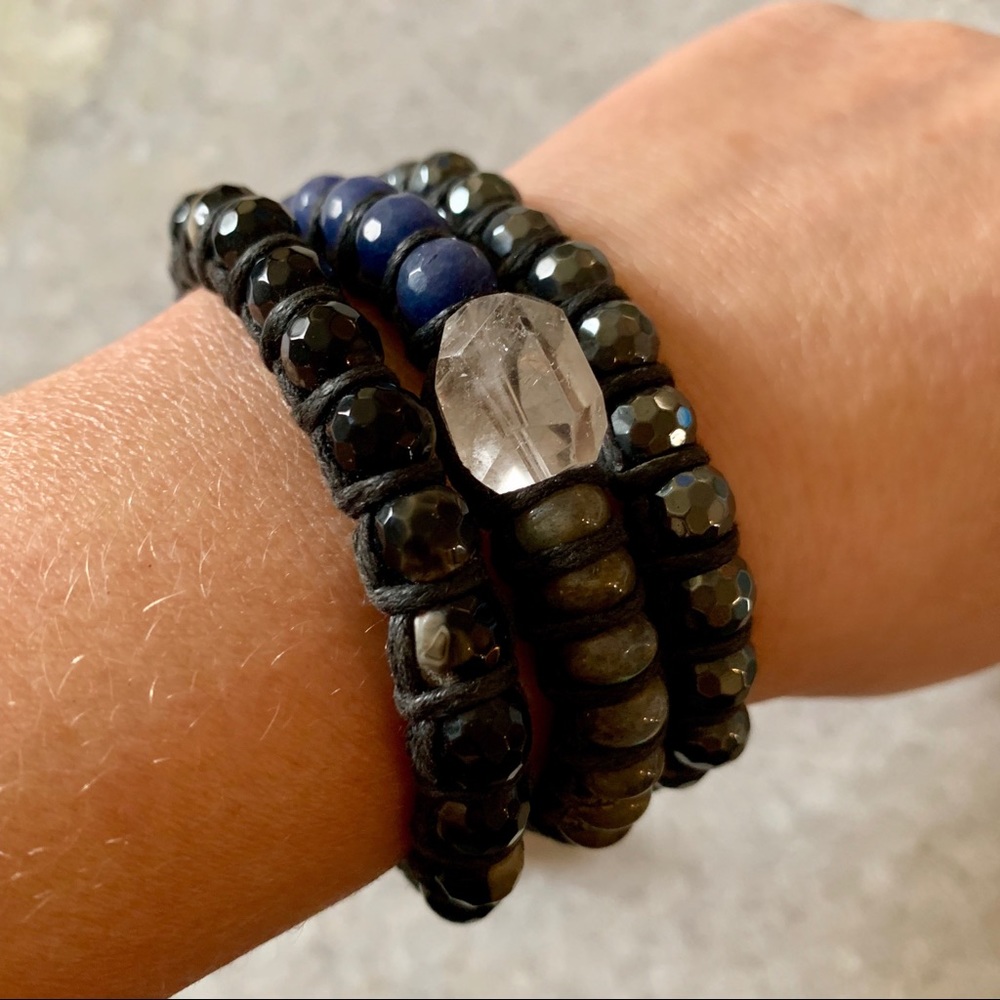 CLEAR QUARTZ & CRYSTAL WRAP BRACELET BOHO STYLE